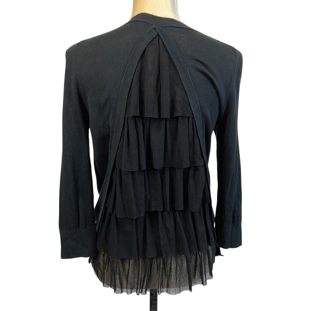Juicy Couture Black Cardigan Back Ruffle In  Black Size Small - Picture 3 of 7